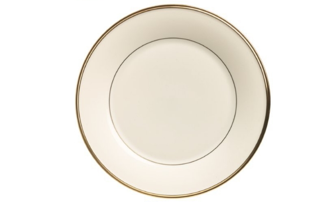 10 inch plate, China, Ivory with Gold Rim
